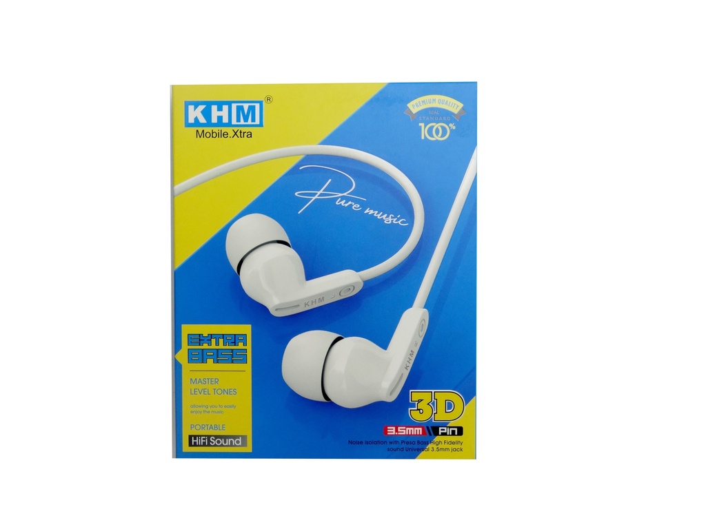 KHM 3D Hifi Sound Earphone 3.5mm